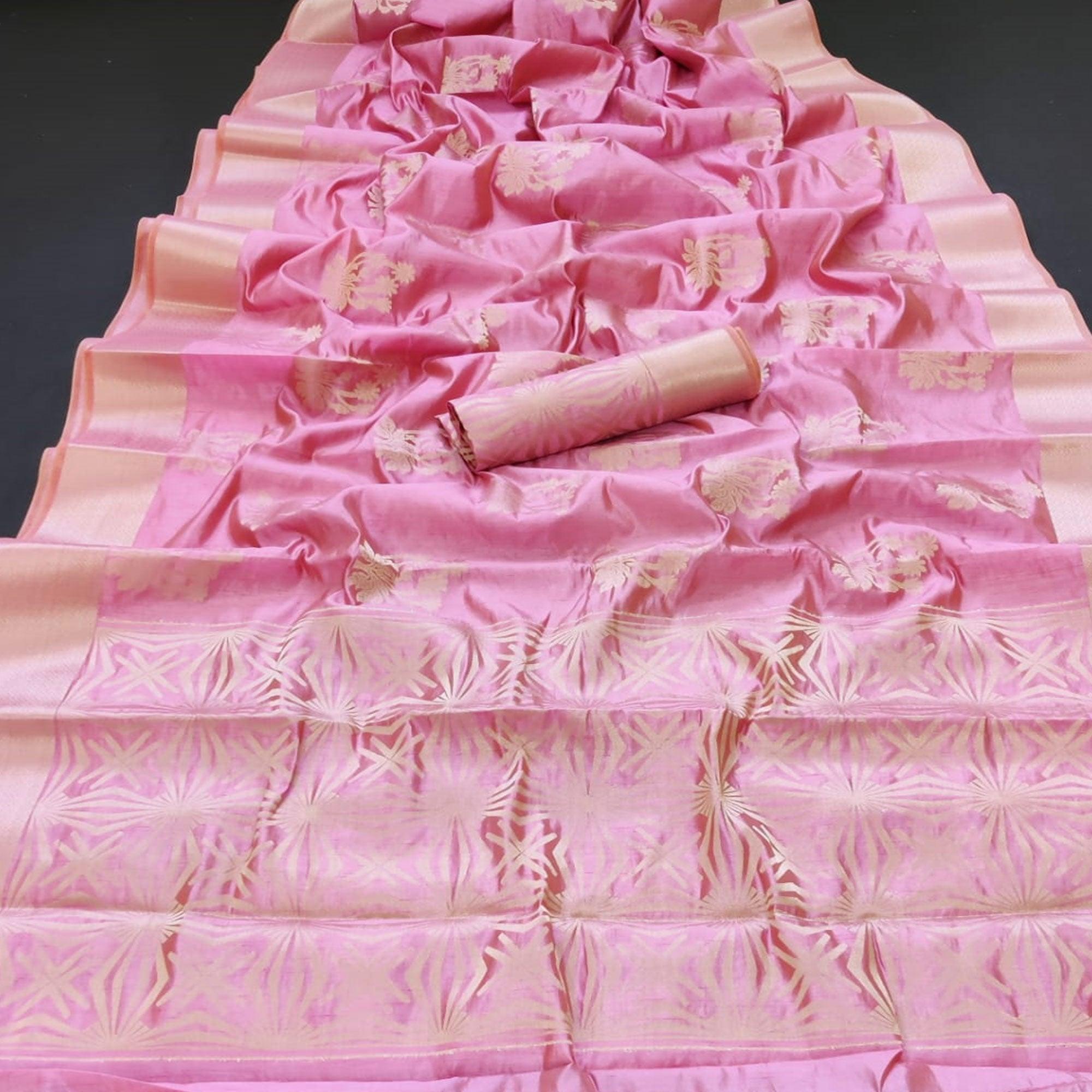 Pink Festive Wear Woven Pure Silk Saree With Butta Pallu - Peachmode