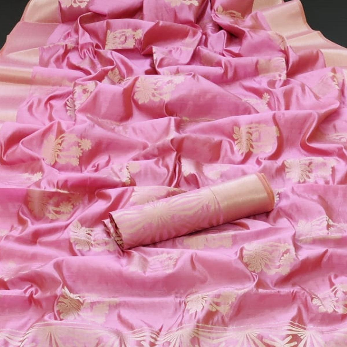 Pink Festive Wear Woven Pure Silk Saree With Butta Pallu - Peachmode