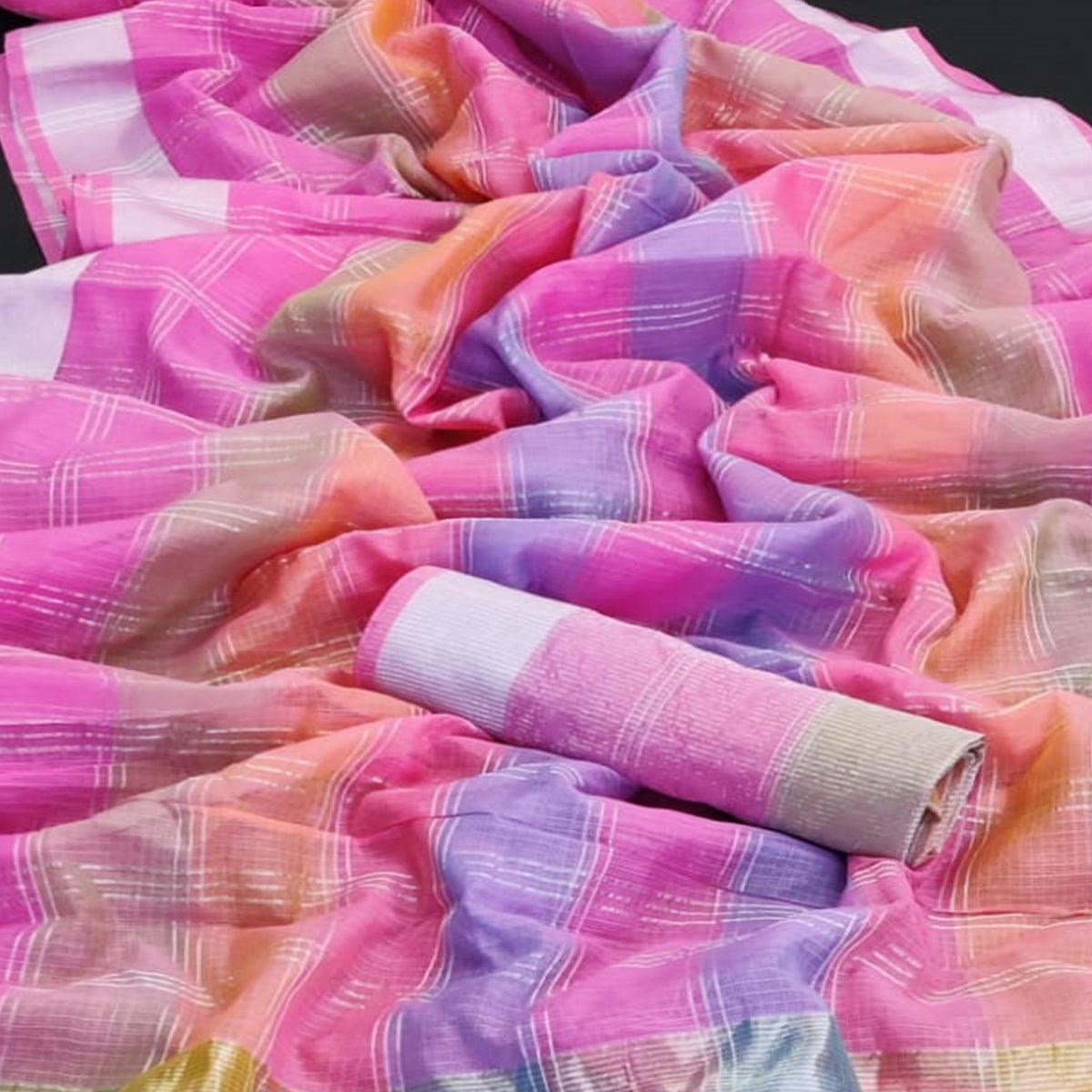 Pink Festive Wear Woven Silk Saree - Peachmode