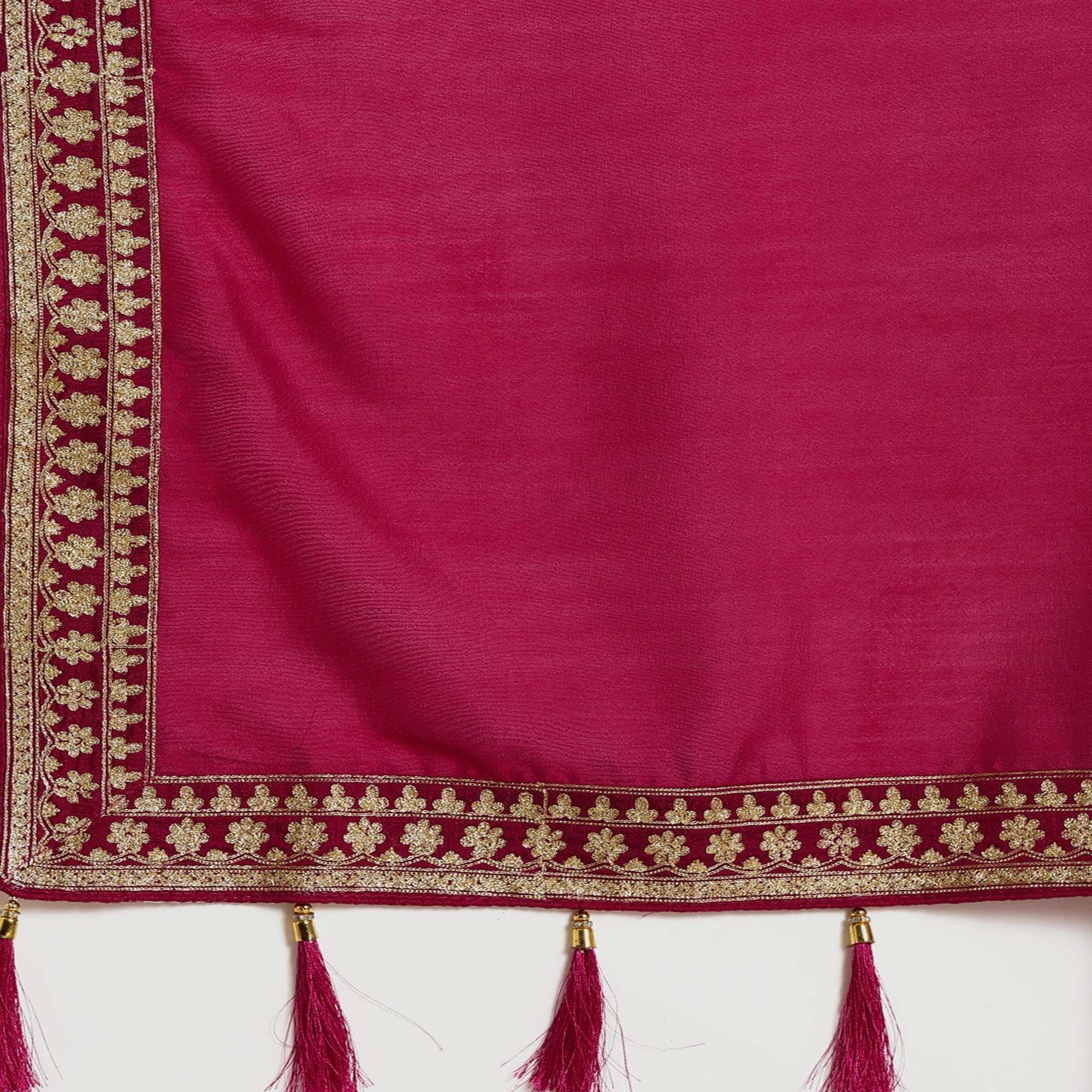 Pink Festive Wear Woven Silk Saree - Peachmode