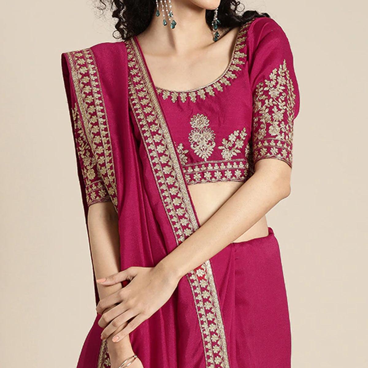 Pink Festive Wear Woven Silk Saree - Peachmode