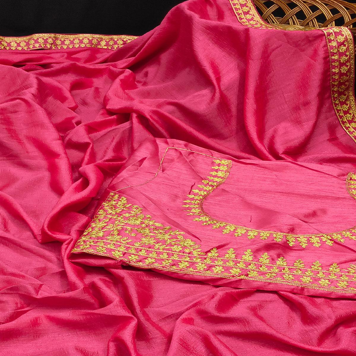 Pink Festive Wear Woven Silk Saree - Peachmode