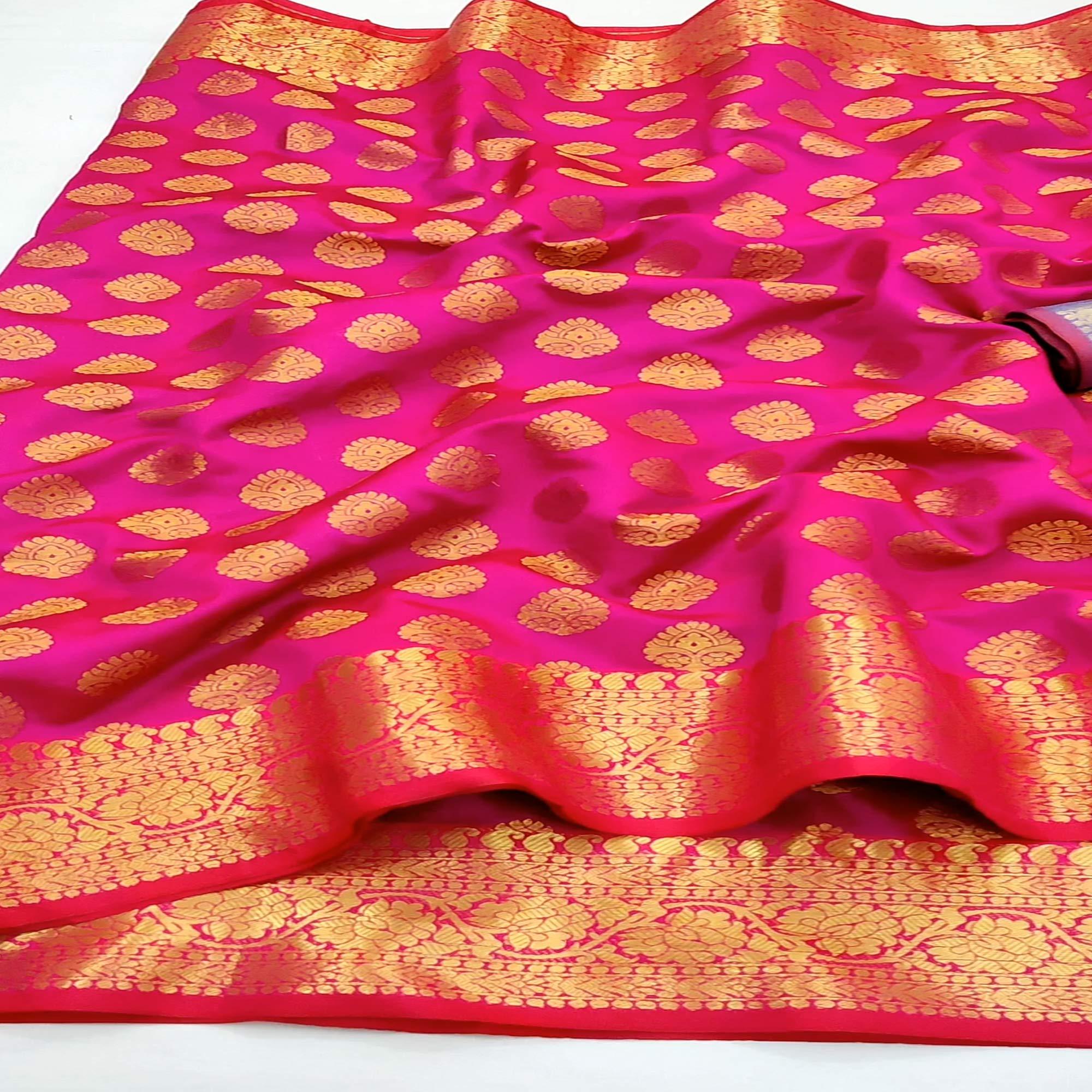 Pink Festive Wear Woven Silk Saree With Rich Pallu - Peachmode