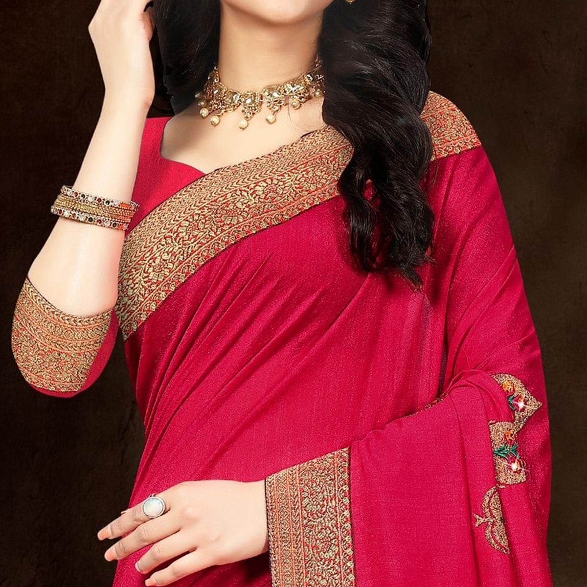 Pink Festive Wear Woven With Embroidered Silk Designer Saree - Peachmode