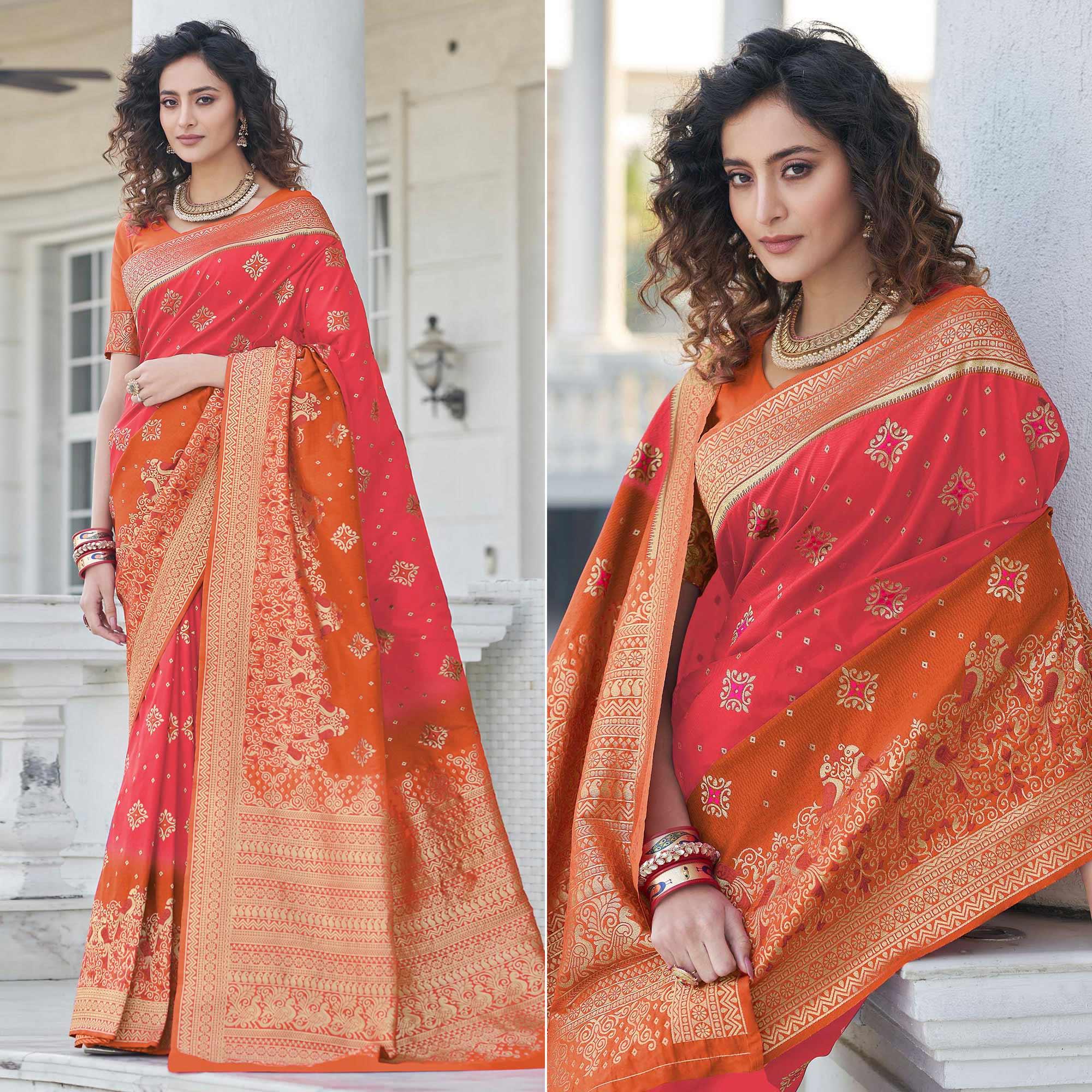 Pink Festive Wear Zari Woven Banarasi Silk Saree - Peachmode