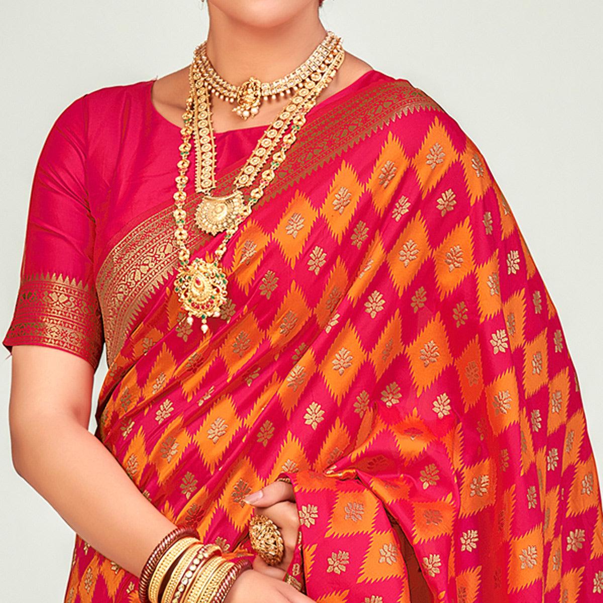 Pink Festive Wear Zari Woven Banarasi Silk Saree - Peachmode