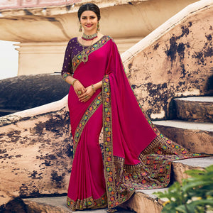 Pink Festive Wear Zari Woven With Jacquard Lace & Pallu Sana Silk Saree - Peachmode