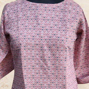 Pink Geometric Printed Chanderi Top - Peachmode