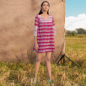 Pink Lucknowi Georgette Top - Peachmode