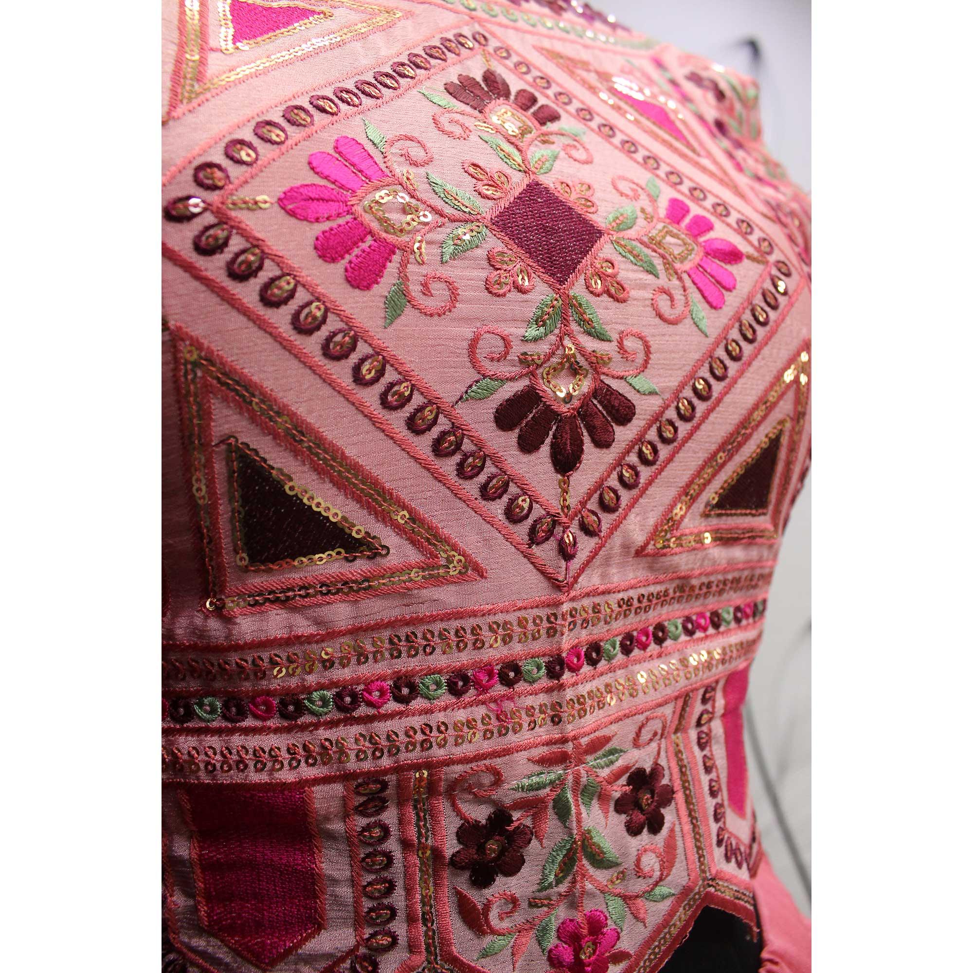 Pink-Magenta Sequence Embroidered Art Silk Lehenga Choli - Peachmode