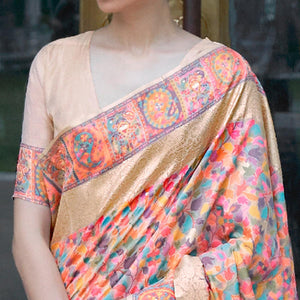 Pink Party Wear Woven Chanderi Silk Saree - Peachmode