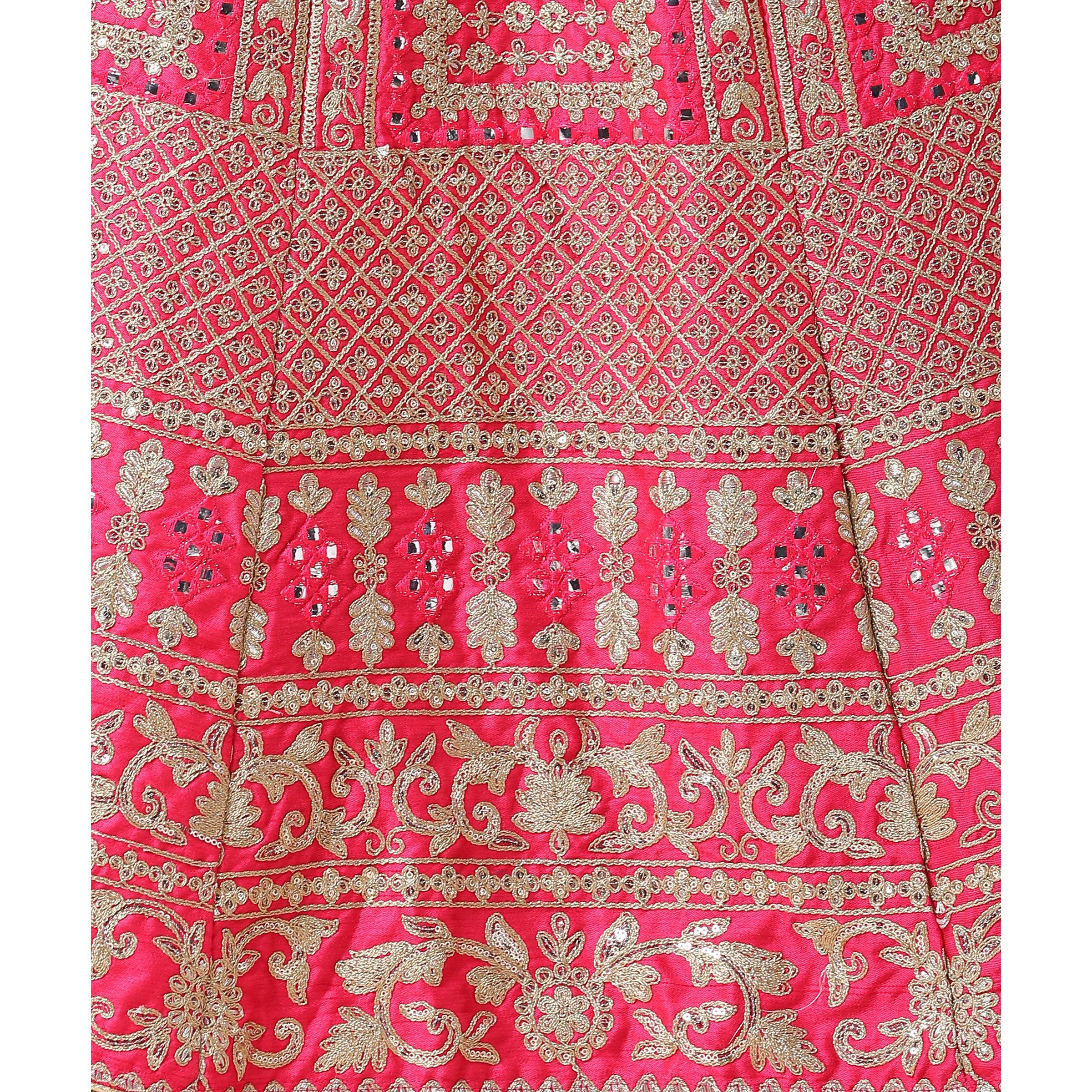 Pink Partywear Sequence Embroidered Heavy Silk Lehenga - Peachmode
