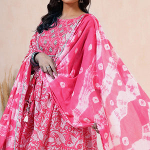Pink Printed Pure Cotton Sharara Suit - Peachmode