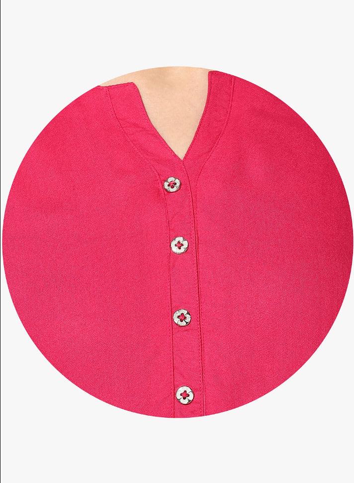 Pink Solid Rayon Kurti - Peachmode