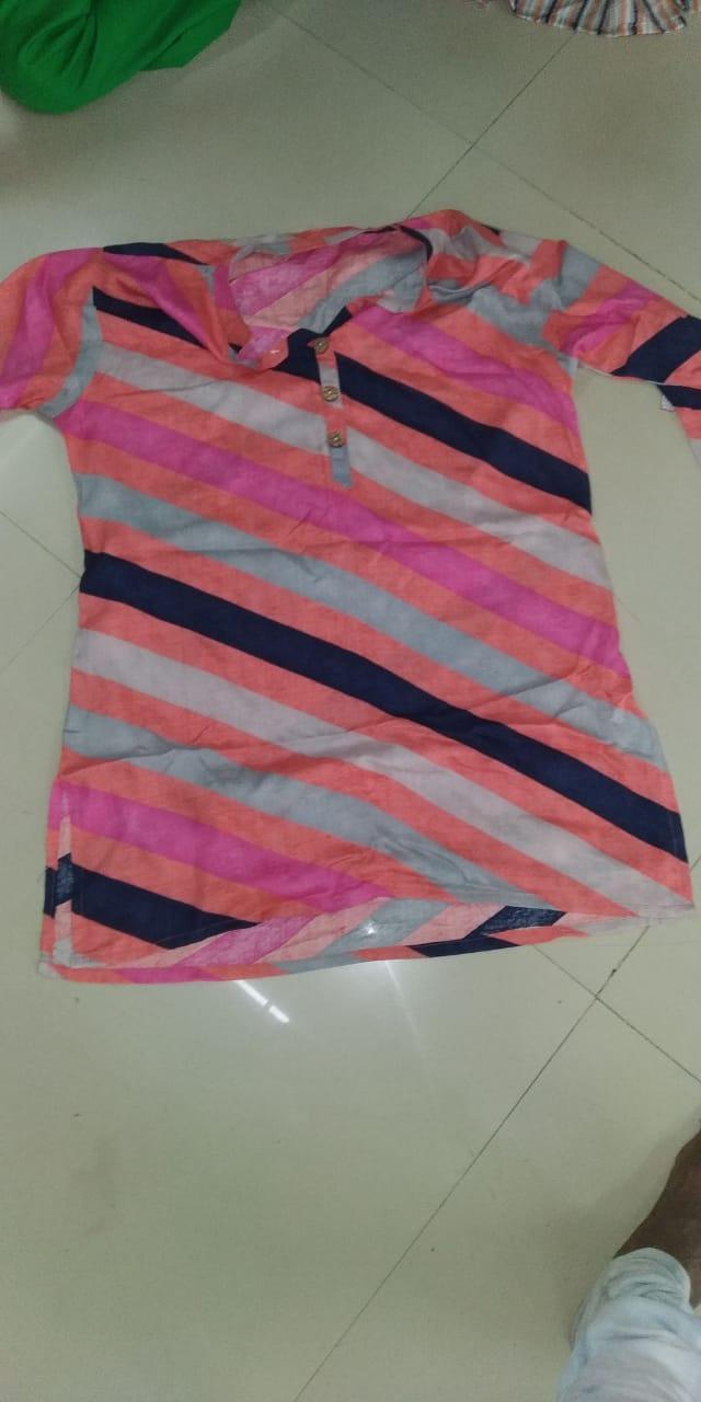 Pink Stripes Printed Rayon Top - Peachmode