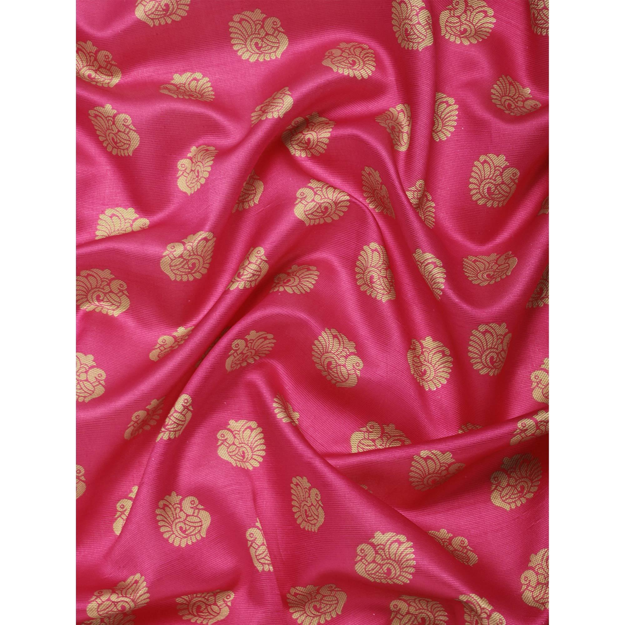 Pink Woven Art Silk Saree - Peachmode