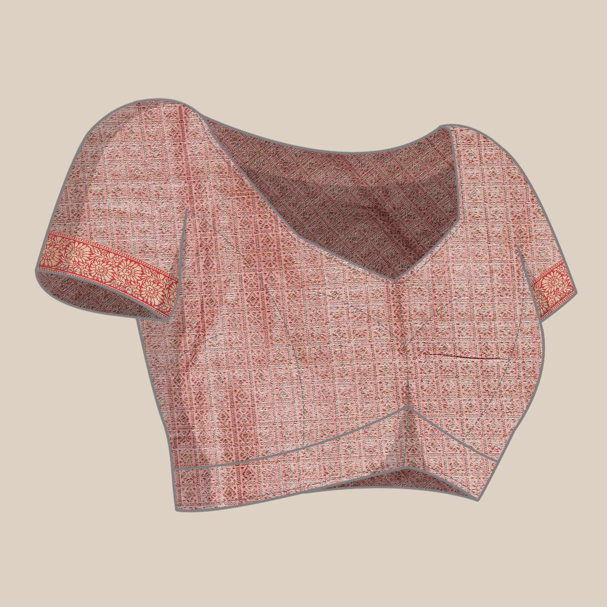 Pink Woven Cotton Silk Saree With Tassels - Peachmode