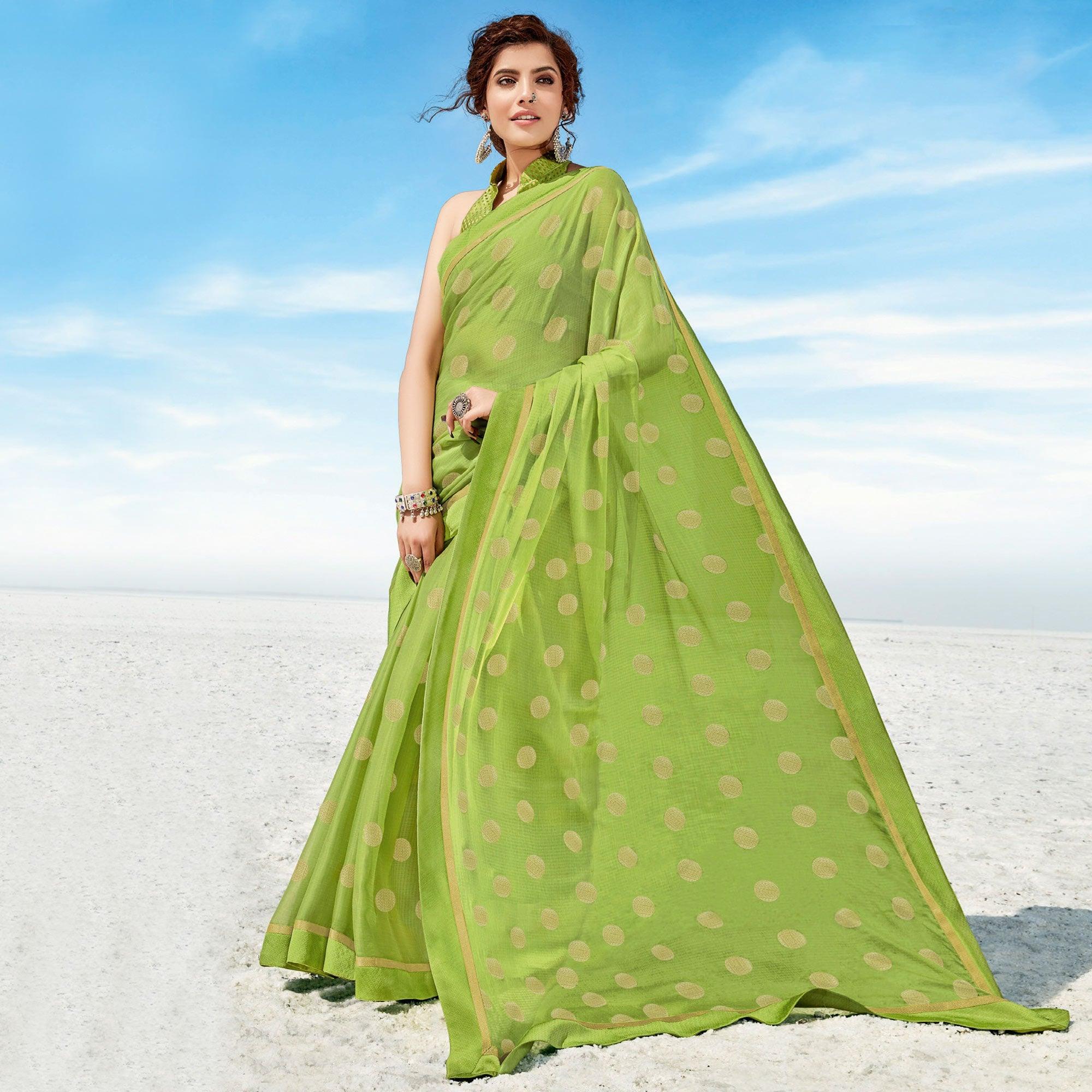 Pista  Casual Wear Printed Chiffon Saree - Peachmode