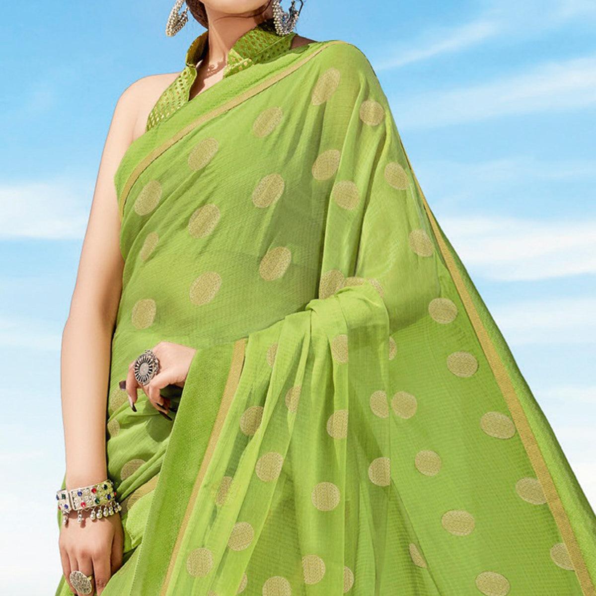 Pista  Casual Wear Printed Chiffon Saree - Peachmode