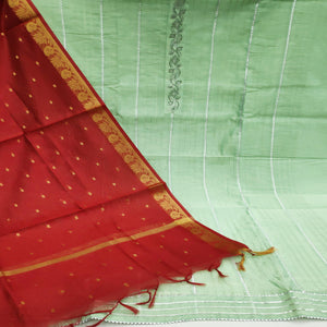Pista Green Festive Wear Embellished With Gotta Work Chanderi Dress Material - Peachmode