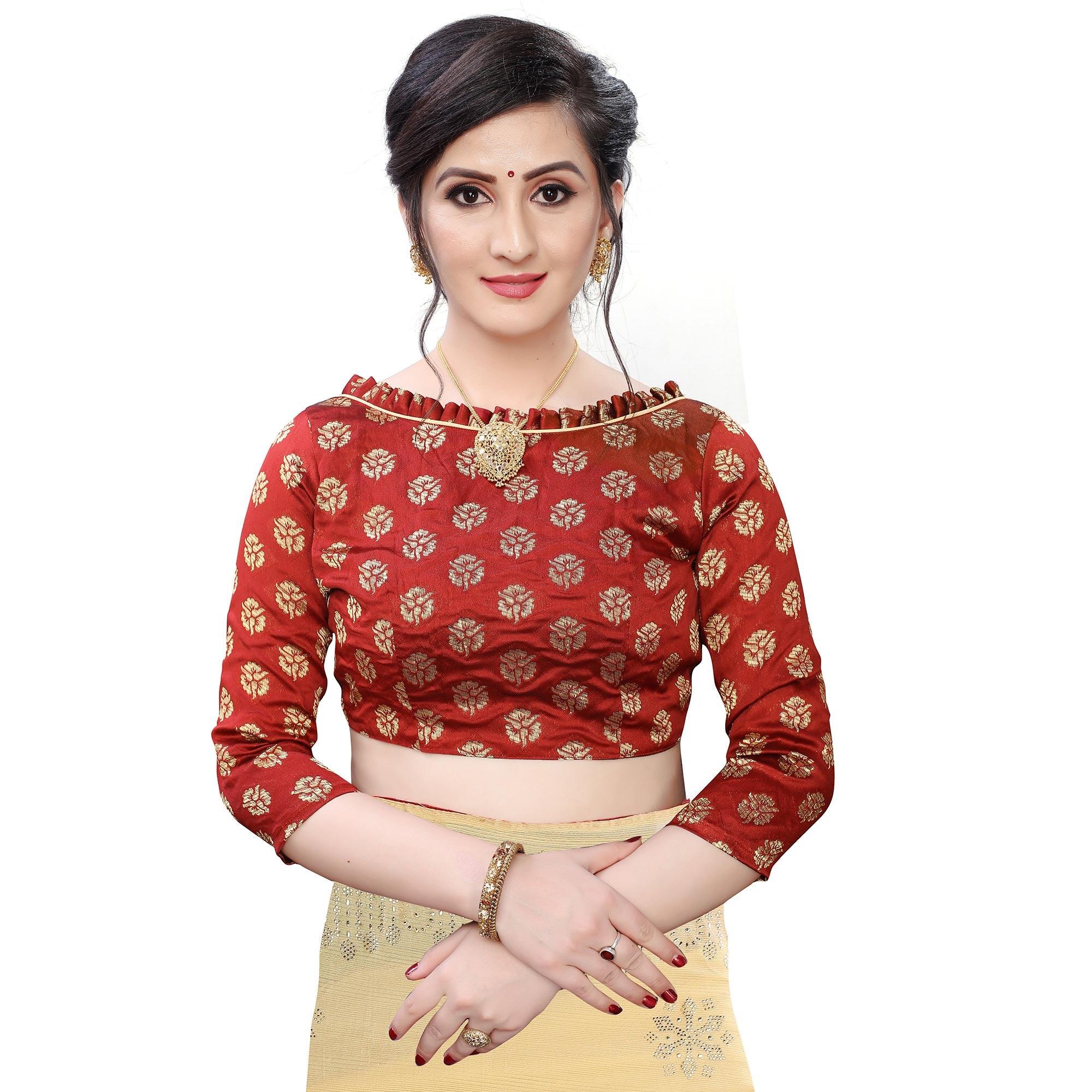 Pleasance Beige Colored Partywear Embelished Art Silk Saree - Peachmode