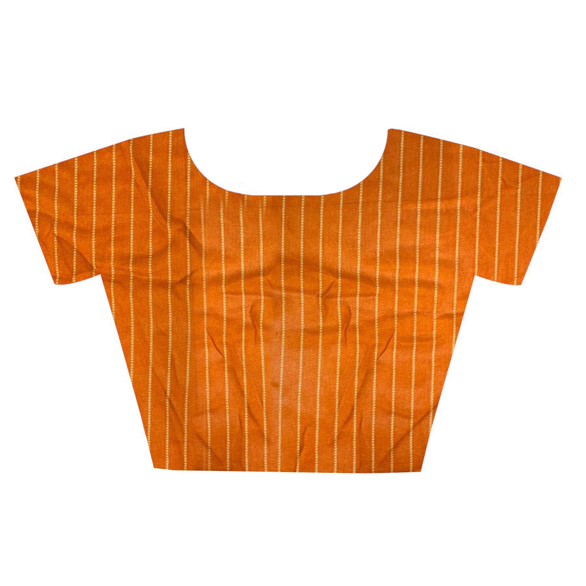 Pleasance Gray-Orange Colored Festive Wear Printed Linen Saree - Peachmode