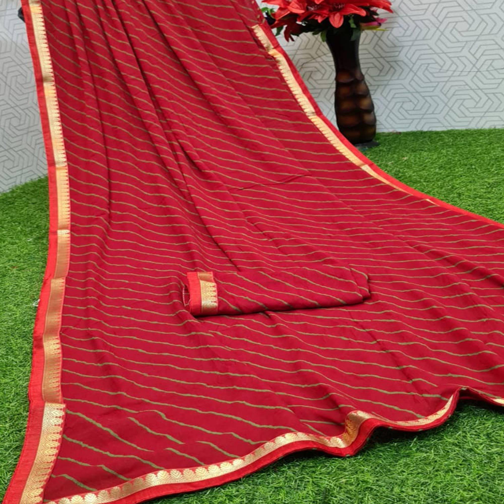 Pleasance Maroon Coloured Casual Wear Printed Moss Georgette Saree - Peachmode
