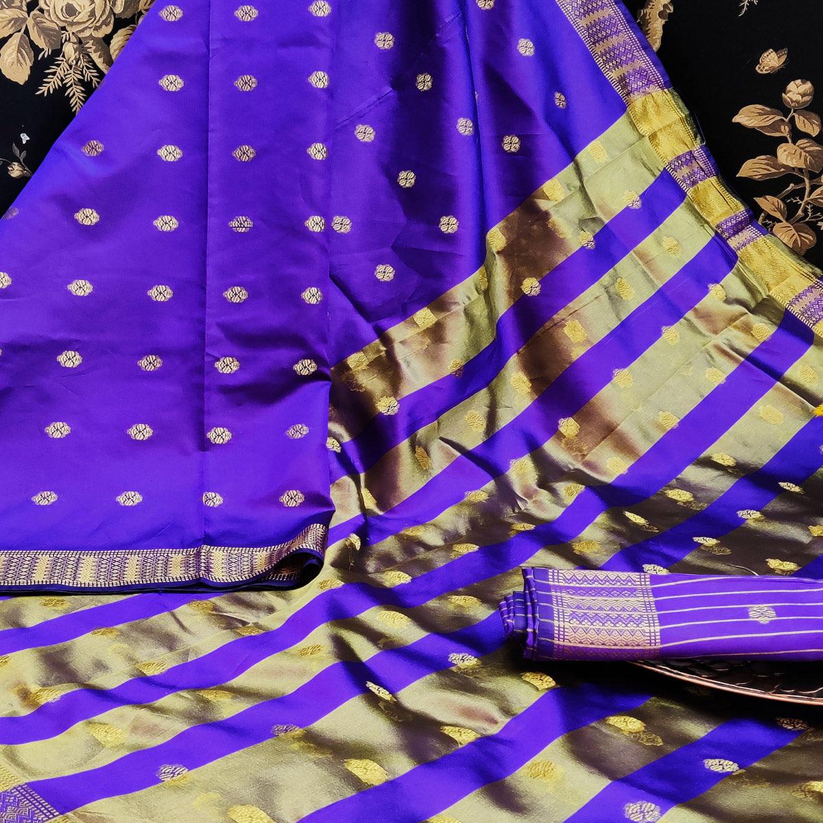 Pleasance Purple Colored Festive Wear Woven Art Silk Saree - Peachmode