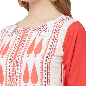 Pleasance White Colored Casual Printed Crepe Kurti - Peachmode