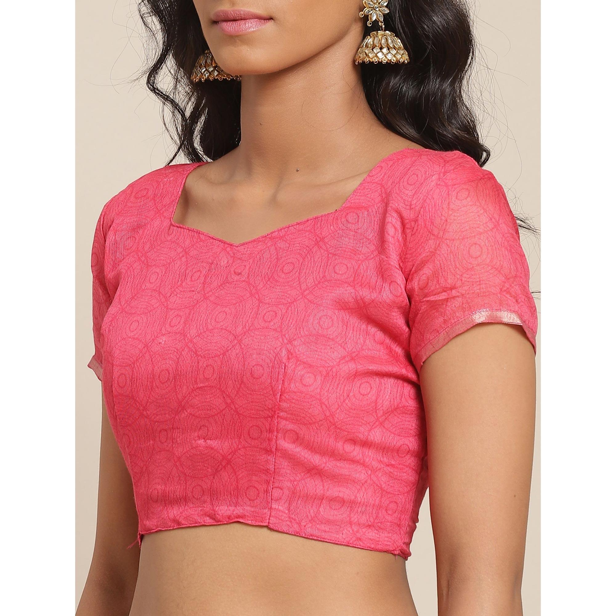 Pleasant Brown - Beige Colored Casual Wear Printed Cotton Blend Saree - Peachmode