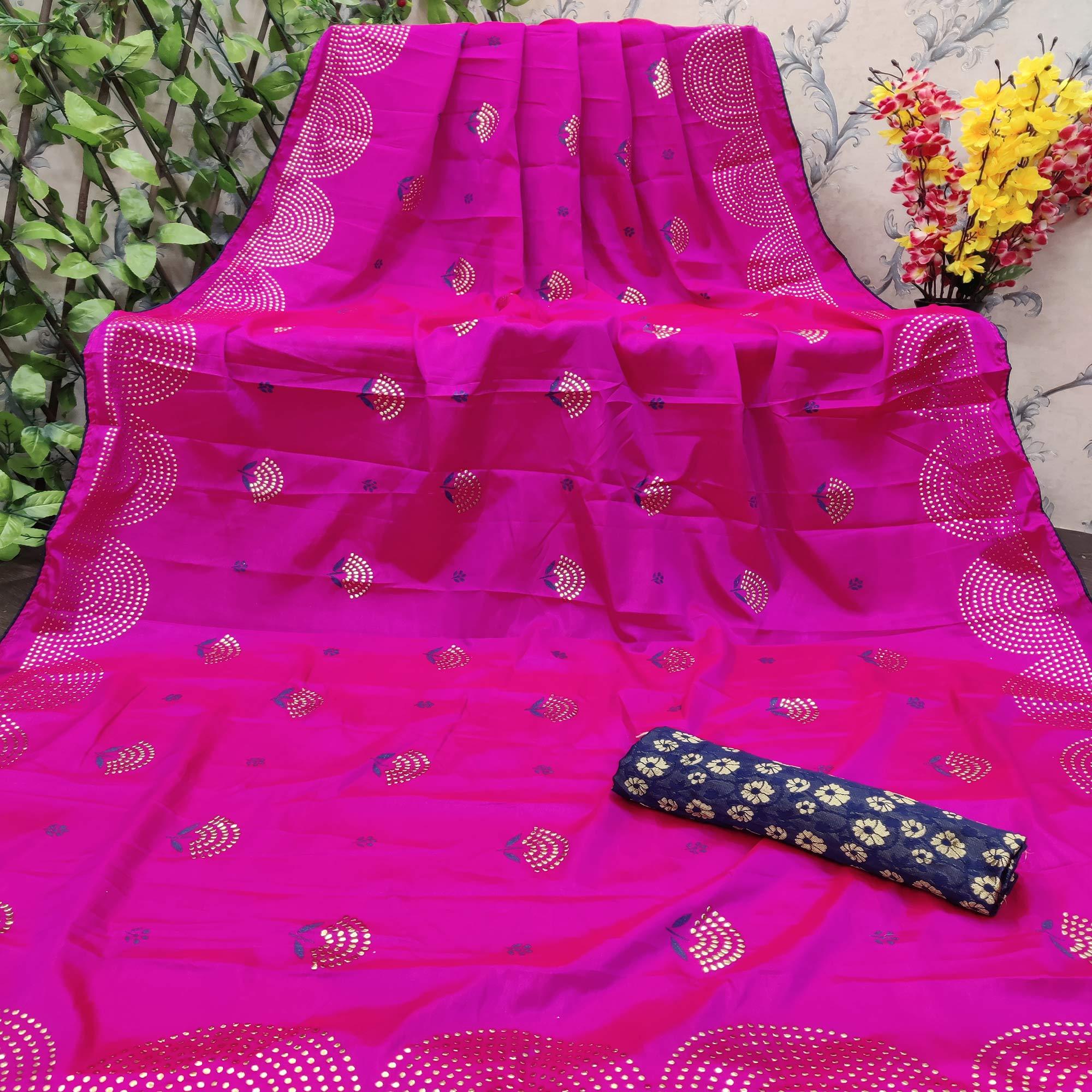 Pleasant Pink Colored Festive Wear Embellished Art Silk Saree - Peachmode