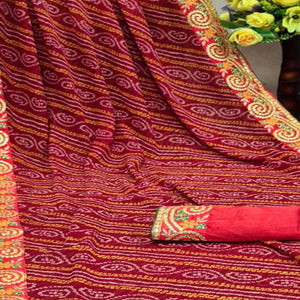 Pleasant Red Colored Festive Wear Woven Dora Silk Saree - Peachmode