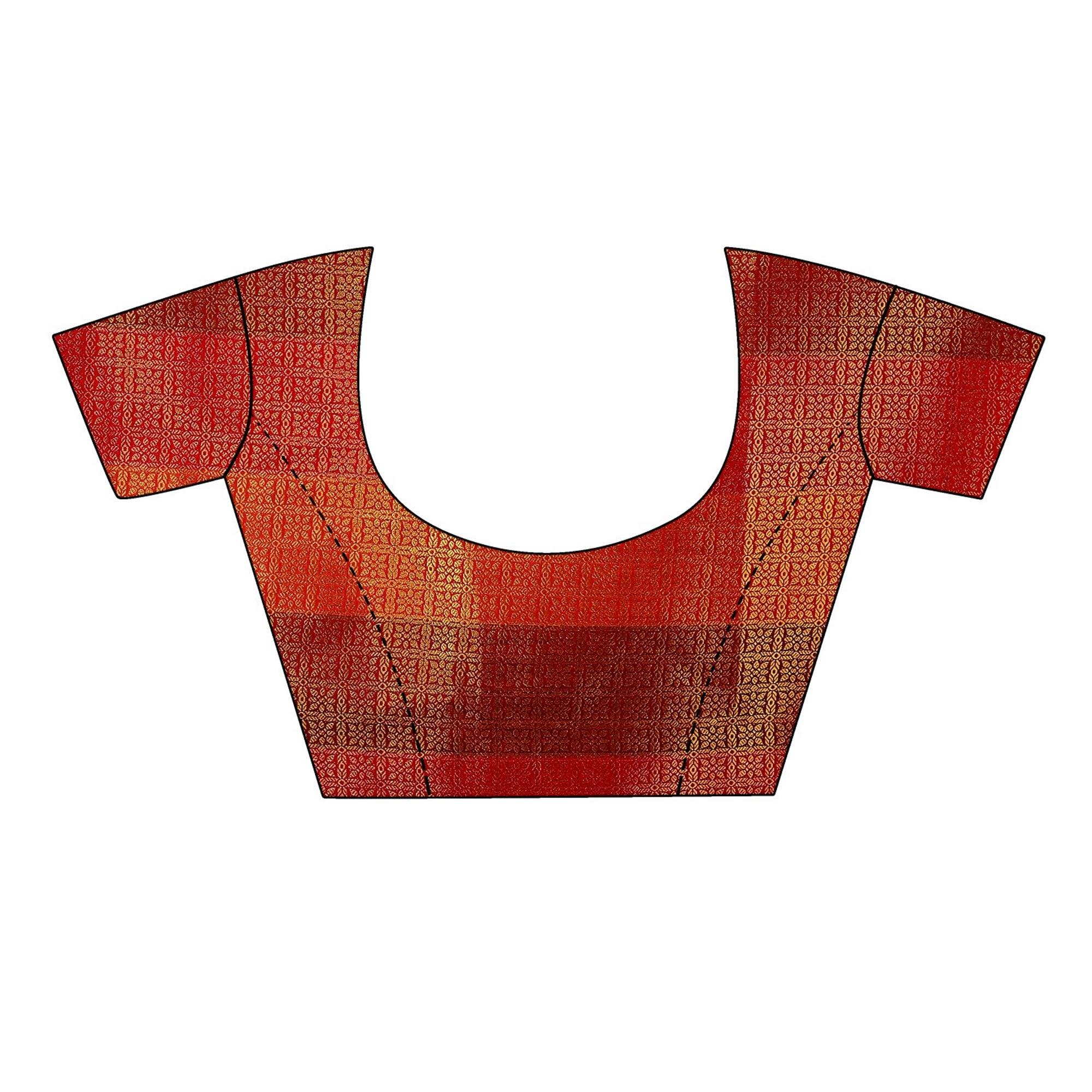 Pleasant Red-Multi Colored Festive Wear Art Silk Saree - Peachmode