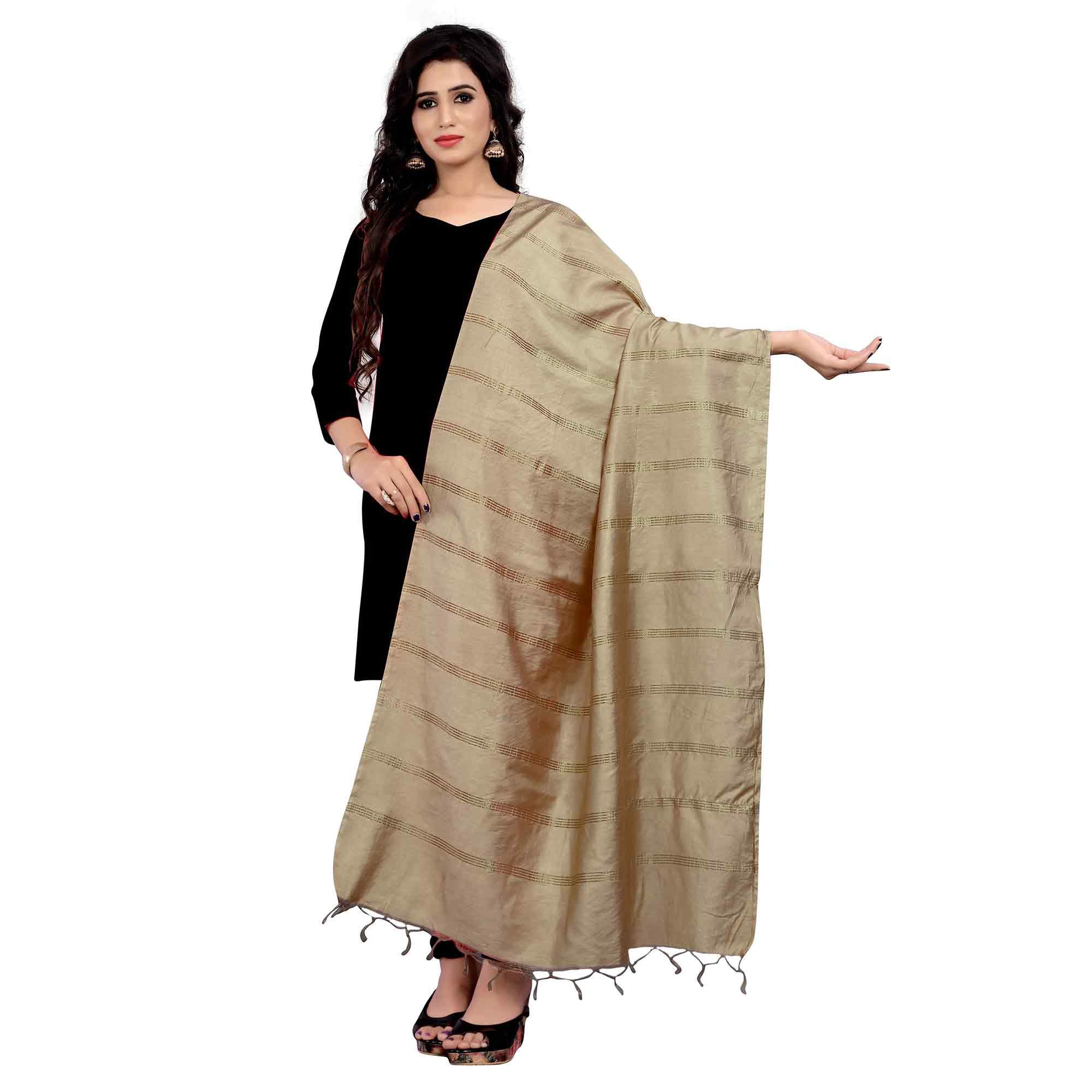 Preferable Beige Colored Festive Wear Cotton Dupatta - Peachmode