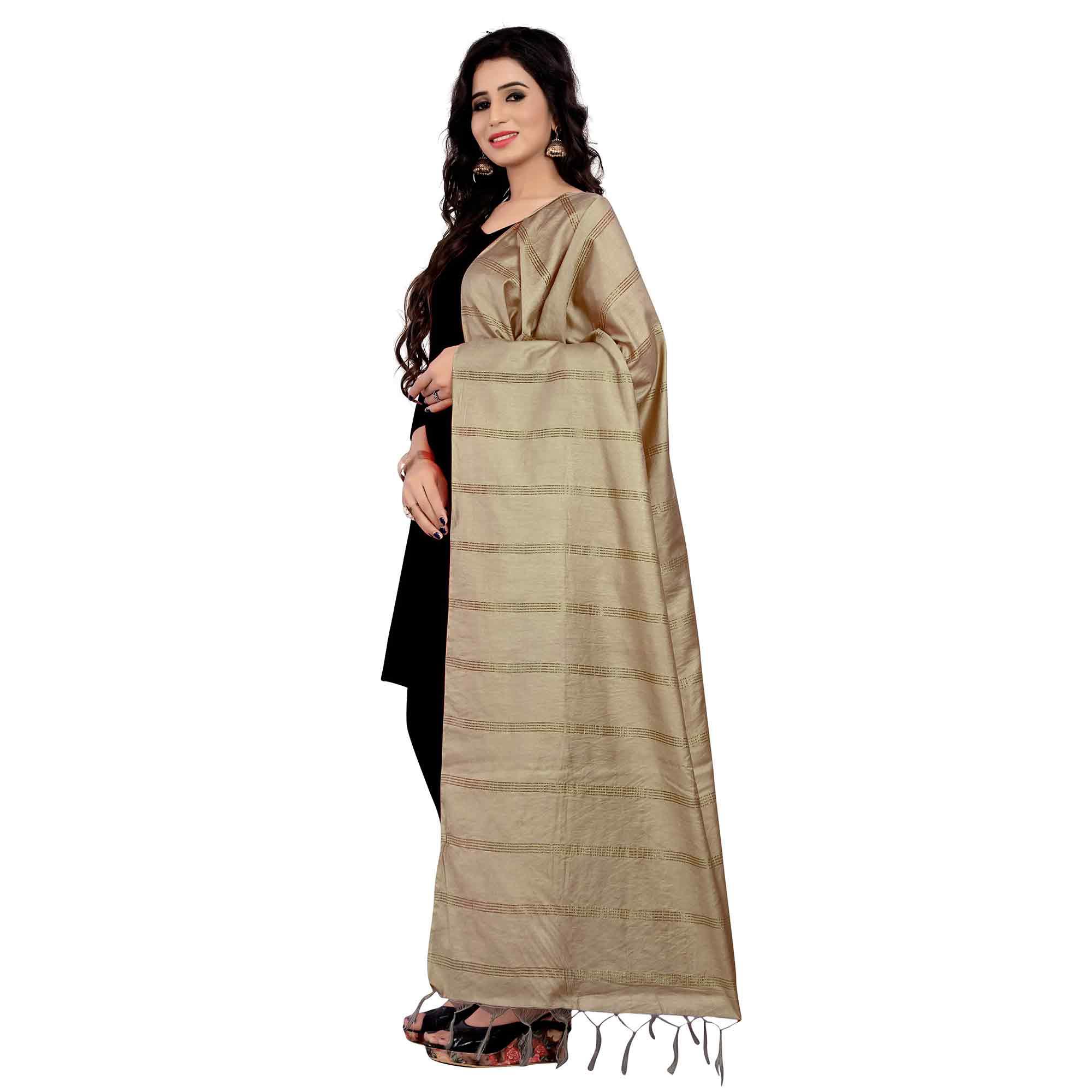 Preferable Beige Colored Festive Wear Cotton Dupatta - Peachmode