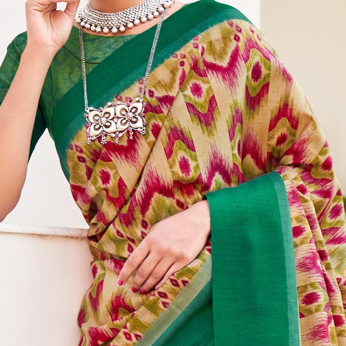 Prominent Beige & Maroon Coloured Partywear Woven Silk Saree - Peachmode