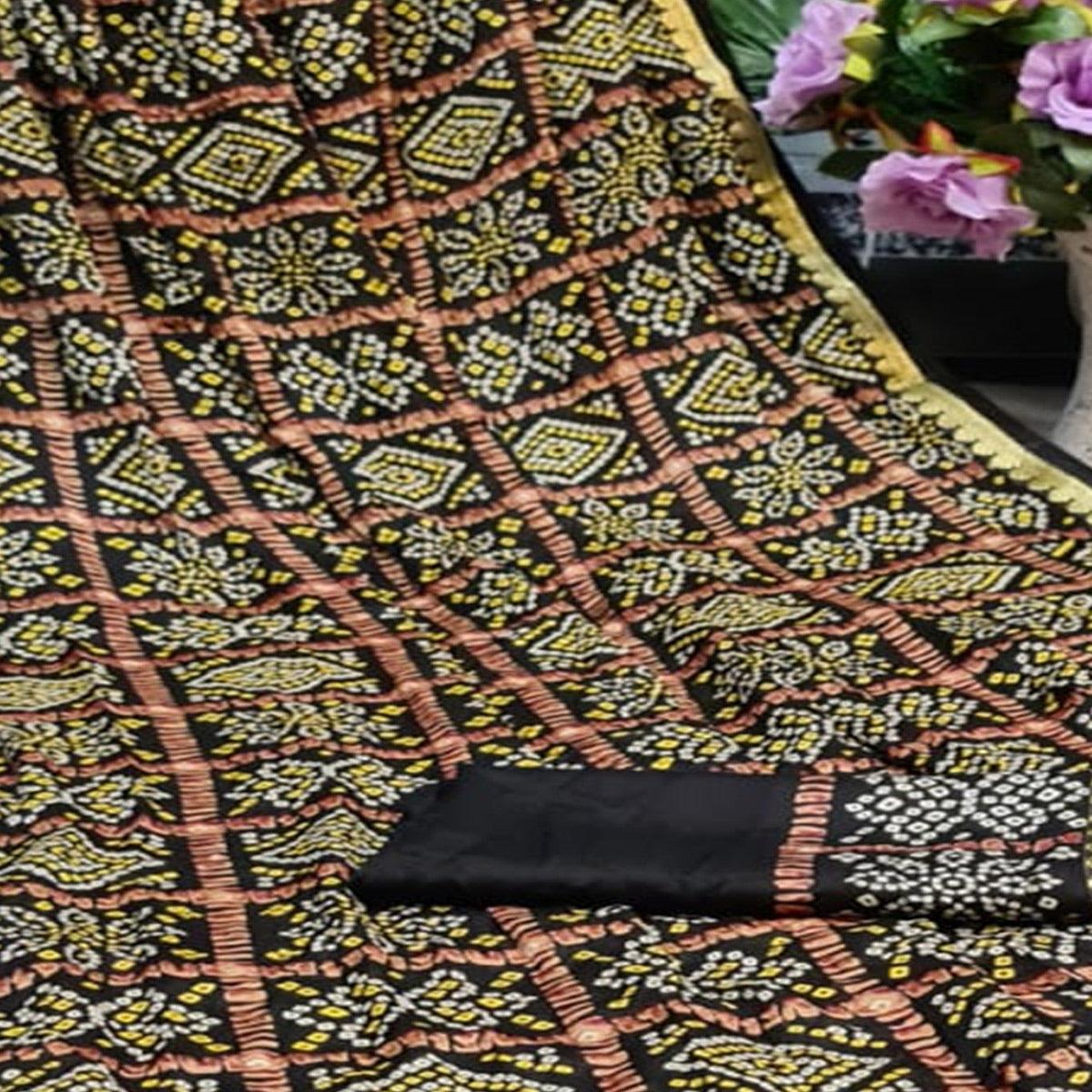 Prominent Black Colored Festive Wear Woven Moss Georgette Saree - Peachmode