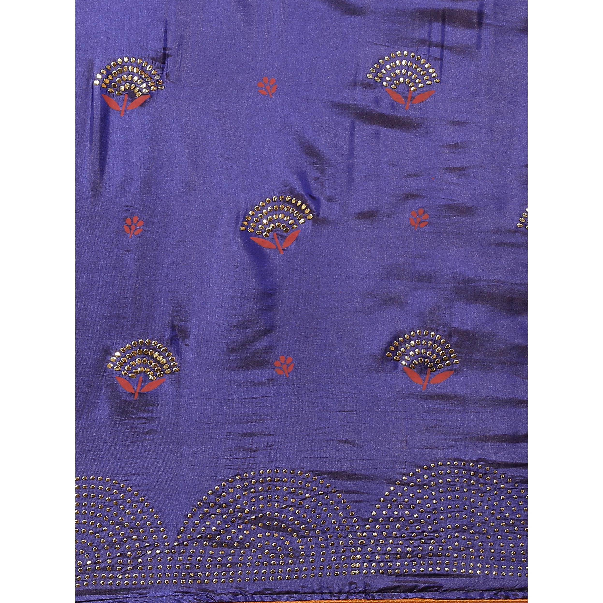 Prominent Blue Colored Festive Woven Silk Blend Saree - Peachmode