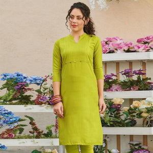 Prominent Green Colored Casual Wear Solid Pure Rayon Kurti - Peachmode