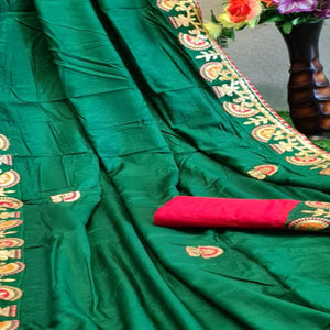 Prominent Green Colored Festive Wear Butta Work Dola Silk Saree - Peachmode