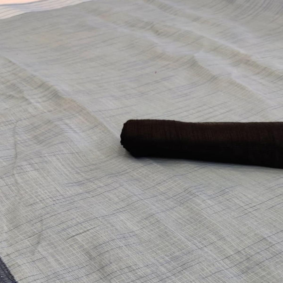 Prominent Grey Colored Casual Wear Solid Cotton Saree - Peachmode