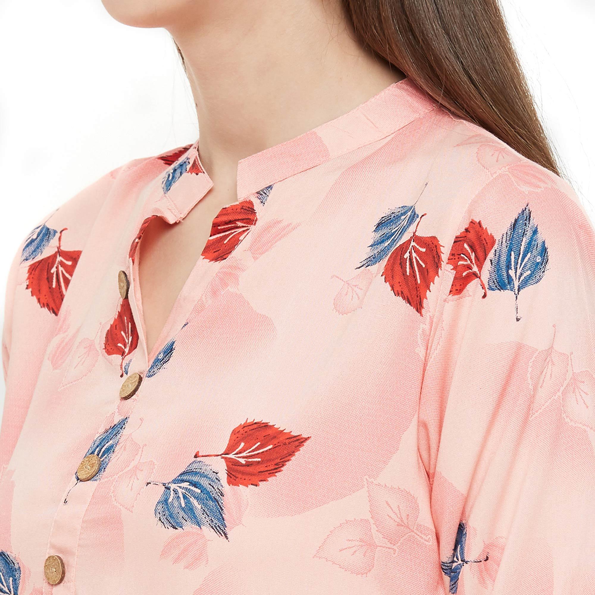 Prominent Pink Colored Casual Wear Printed Rayon Top - Peachmode