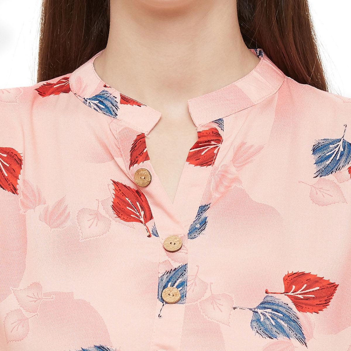 Prominent Pink Colored Casual Wear Printed Rayon Top - Peachmode