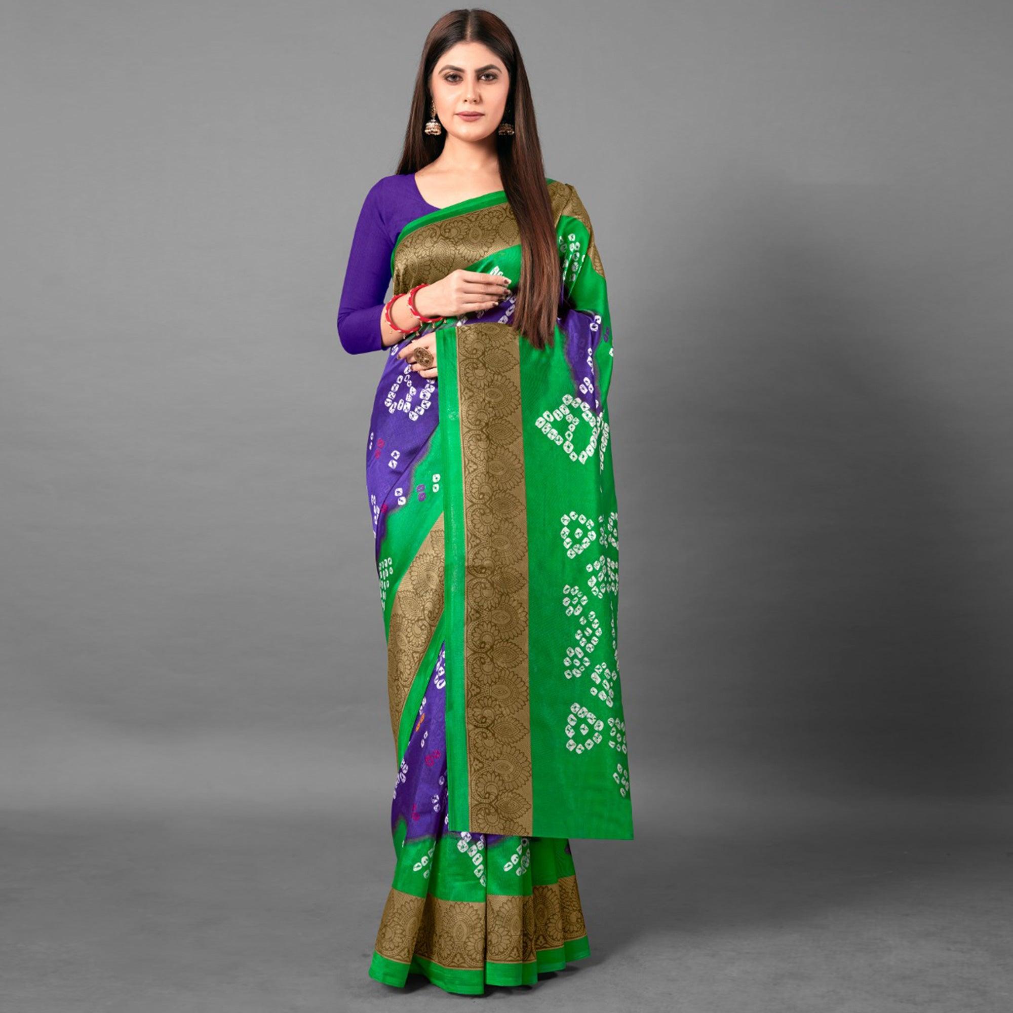 Purple Casual Wear Abstract Art Silk Saree - Peachmode