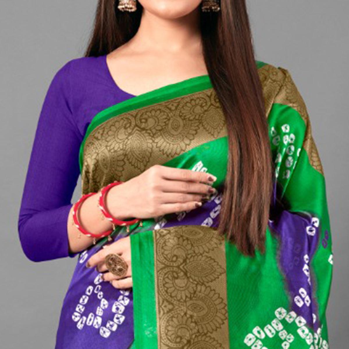 Purple Casual Wear Abstract Art Silk Saree - Peachmode