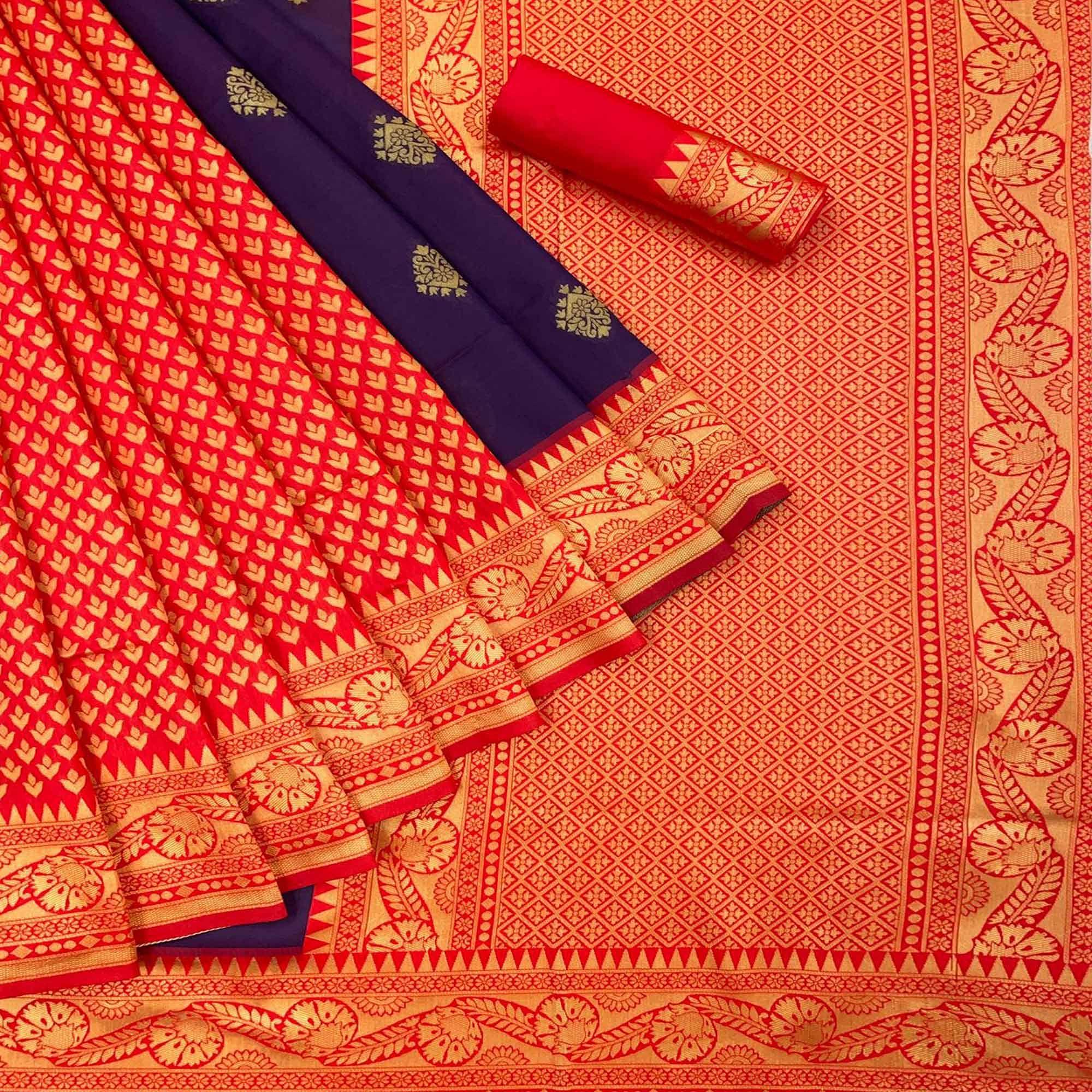 Purple Festive Wear Woven Art Silk Saree - Peachmode