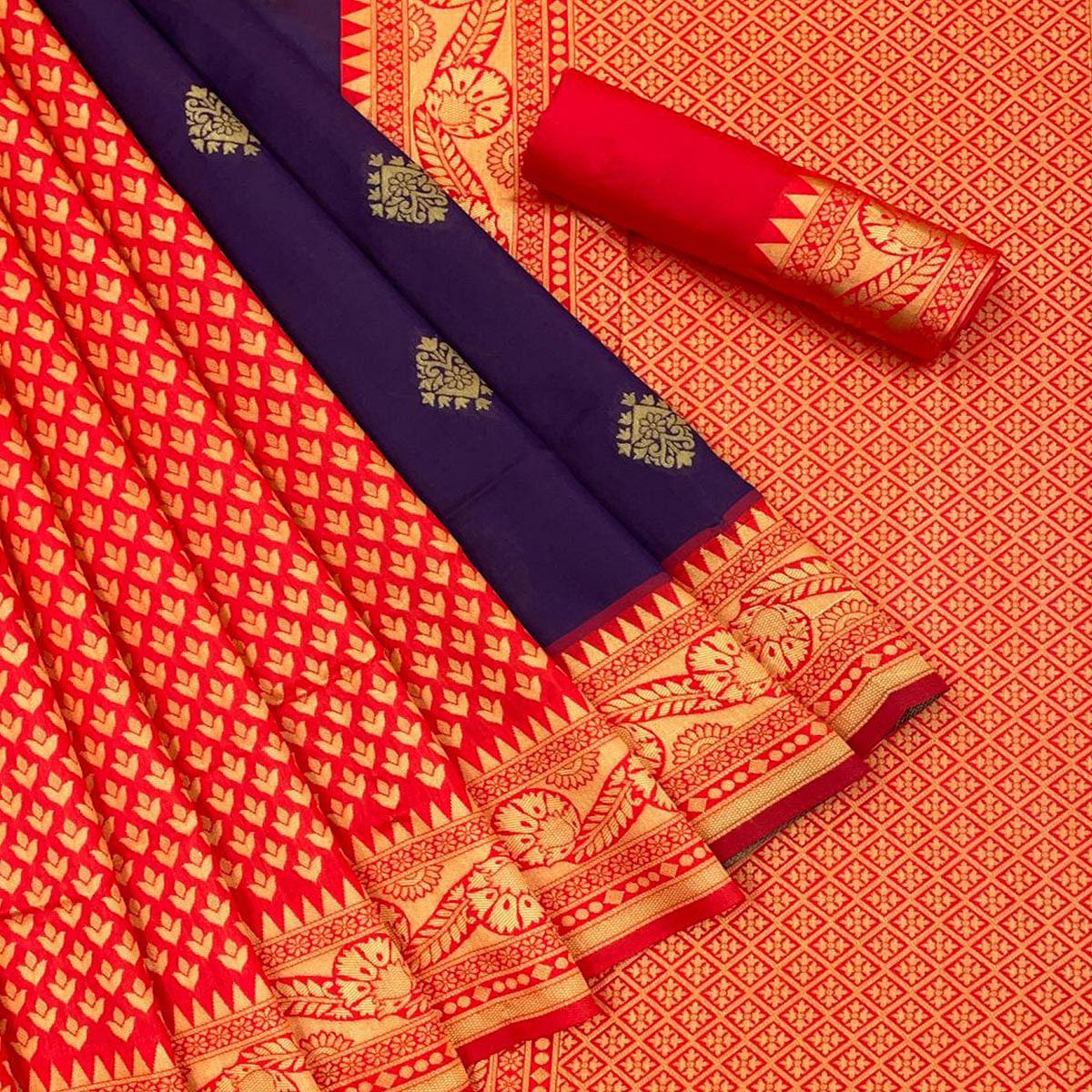 Purple Festive Wear Woven Art Silk Saree - Peachmode