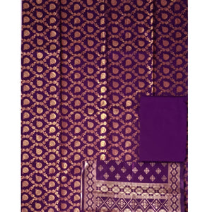Purple Festive Wear Woven Banarasi Silk Dress Material - Peachmode