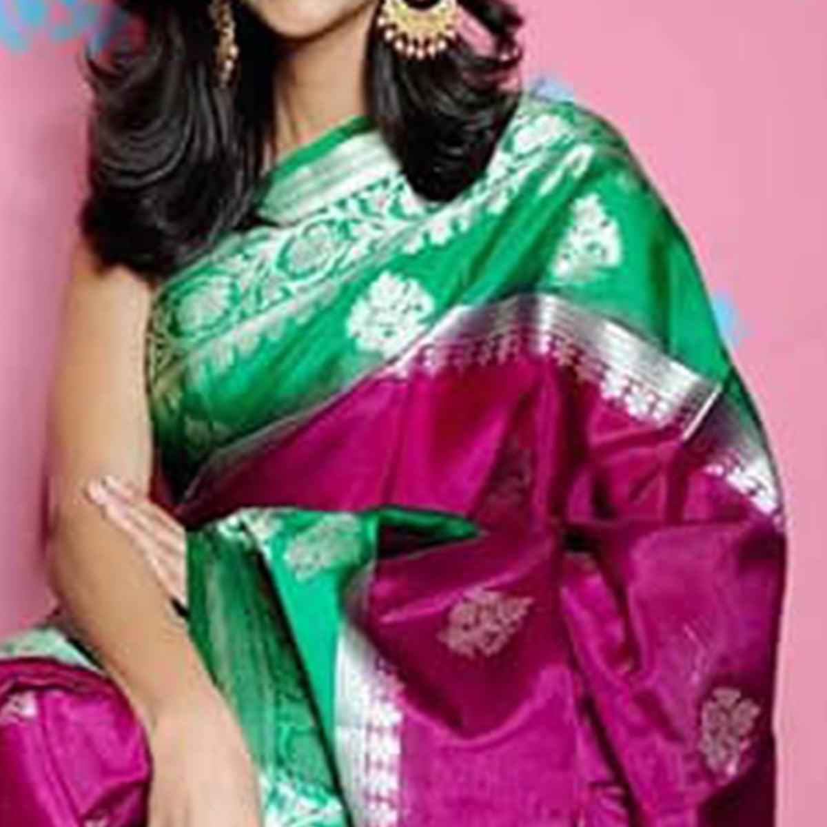 Purple Festive Wear Woven Banarasi Silk Saree - Peachmode
