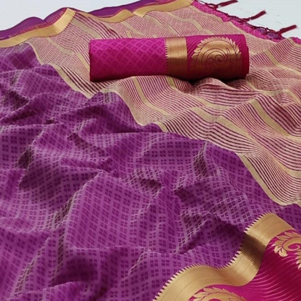 Purple Festive Wear Woven Kanjiwaram Art Silk  Saree - Peachmode